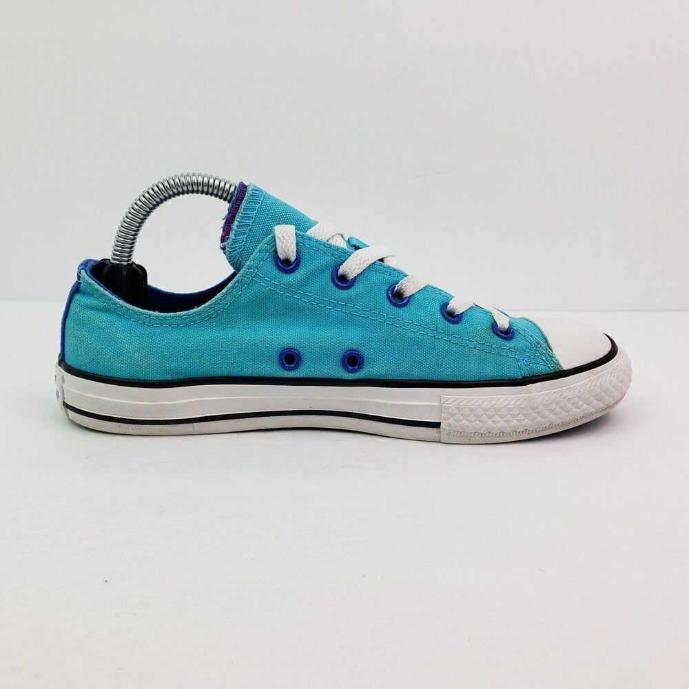 Converse Chuck Taylor Boys Size 3Y Teal Blue White Low Top Sneaker Shoes - Picture 3 of 12